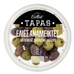 Ελιές Ανάμεικτες με Λεμόνι, Σκόρδο και Βασιλικό 150g