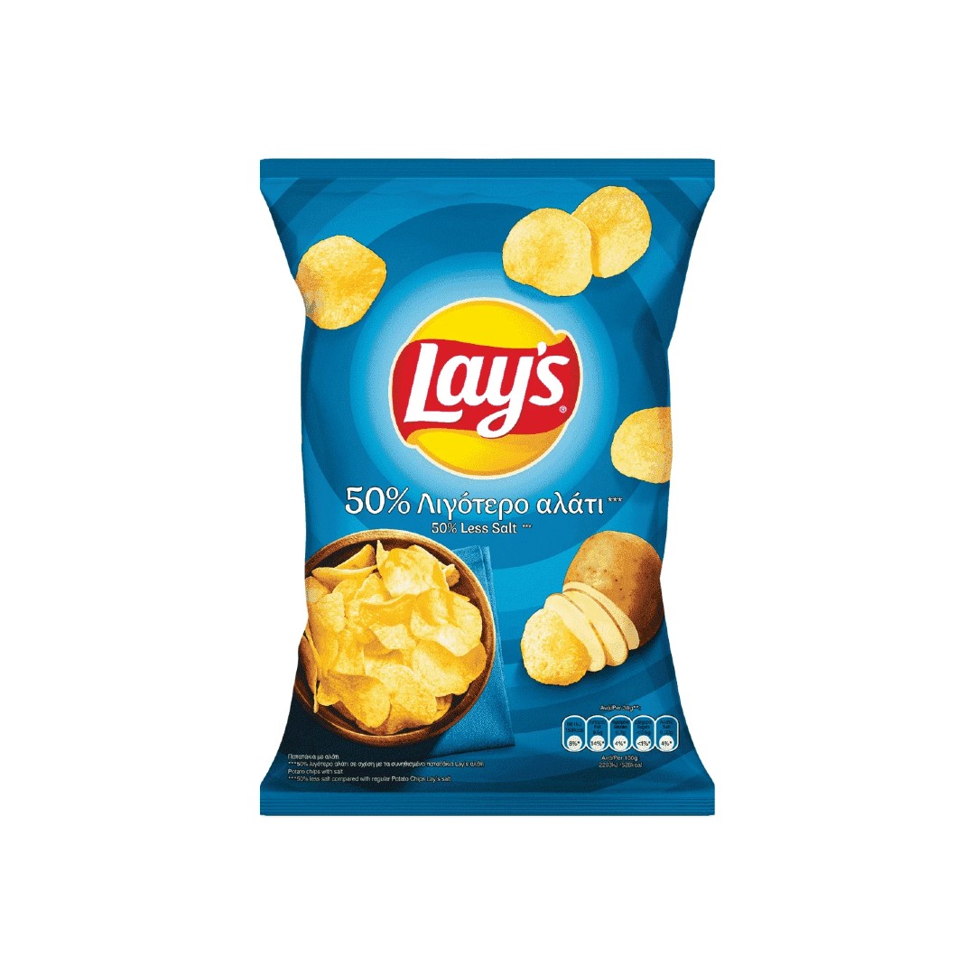 LAYS CHIPS 50% ΛΙΓΟΤΕΡΟ ΑΛΑΤΙ 120ΓΡ