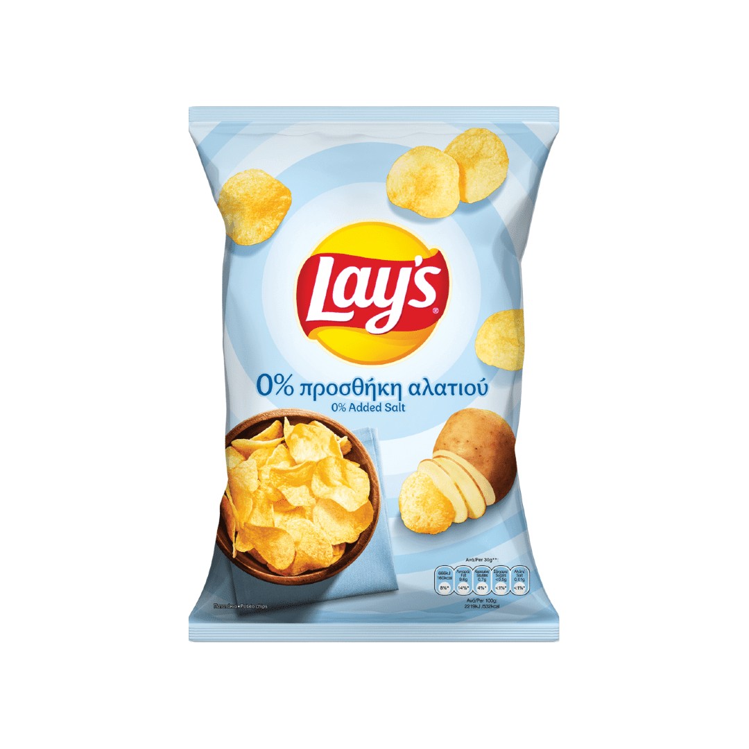 LAYS CHIPS 0% ΠΡΟΣΘΗΚΗ ΑΛΑΤΙΟΥ 120ΓΡ