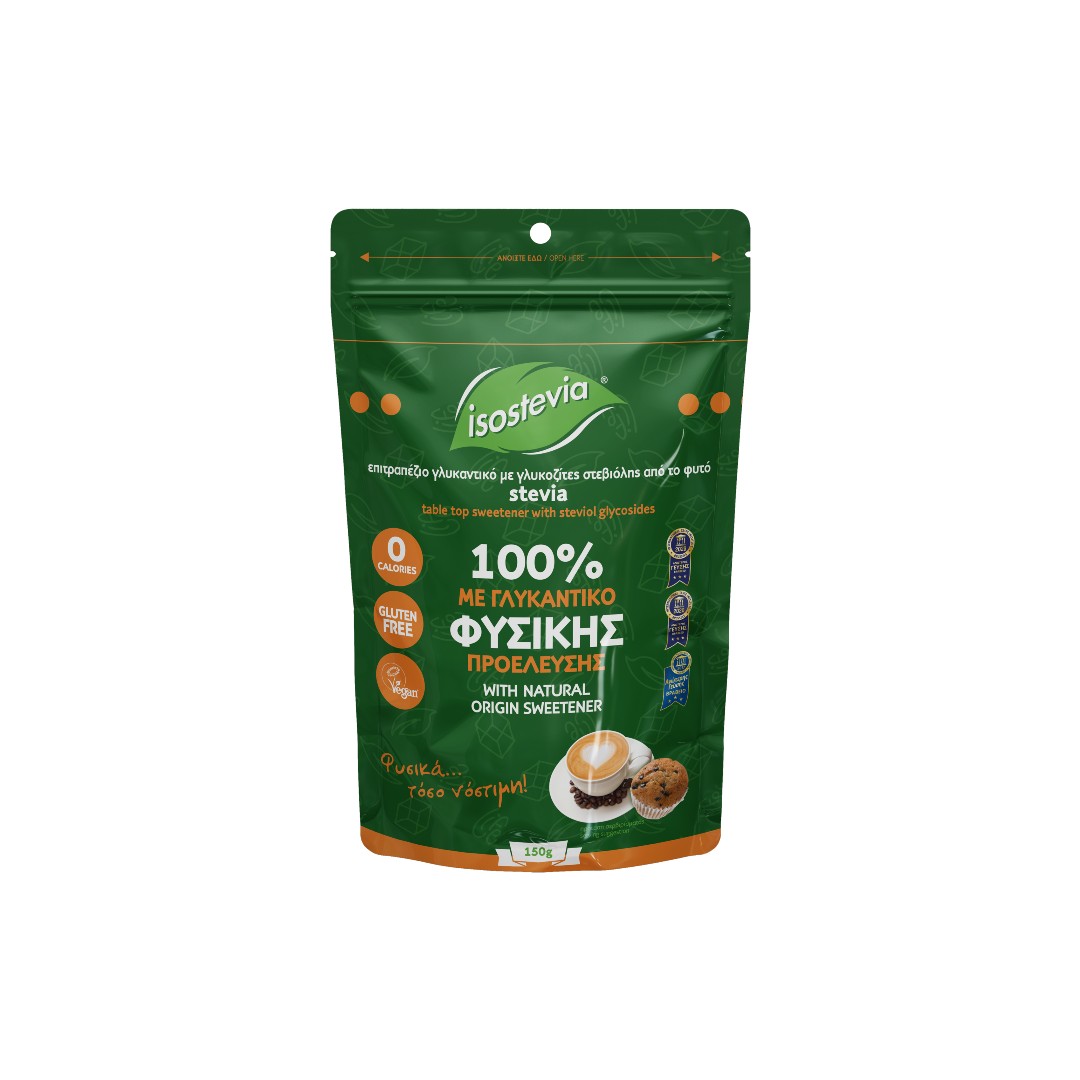 ISOSTEVIA ΓΛΥΚΑΝΤΙΚΟ ΣΚΟΝΗ STEVIA Χ/ΓΛΟΥ 150ΓΡ