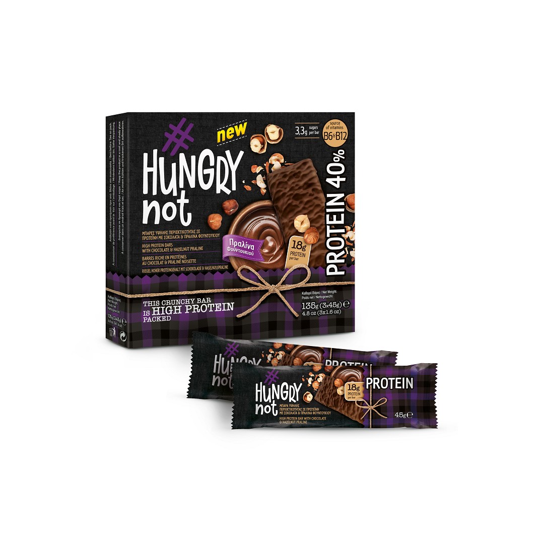 HUNGRY NOT ΜΠΑΡΕΣ PROTEIN ΣΟΚΟΛ-ΠΡΑΛ-ΦΟΥΝΤ.3*45ΓΡ
