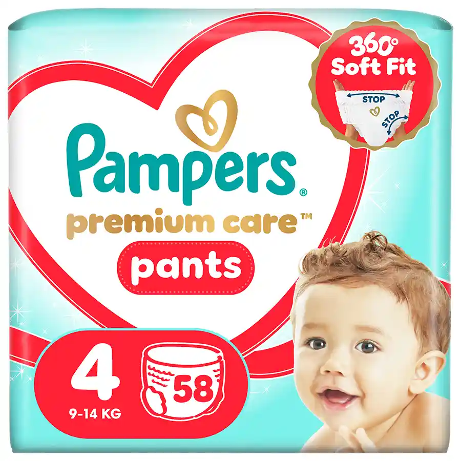 Pampers Premium Care Pants Πάνες Βρακάκι Nο4 (9-14kg.) Jumbo Pack 58τεμ.