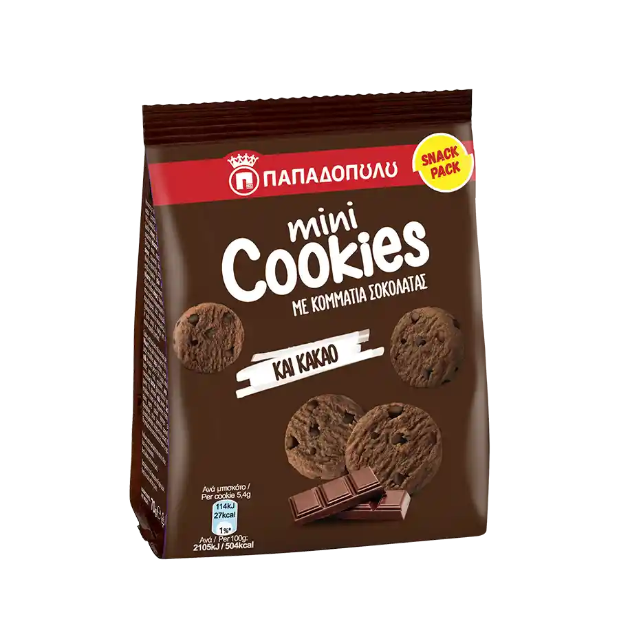 Παπαδοπούλου Cookies Μπισκότα Με Κομμάτια Διπλής Μαύρης Σοκολάτας 70γρ.