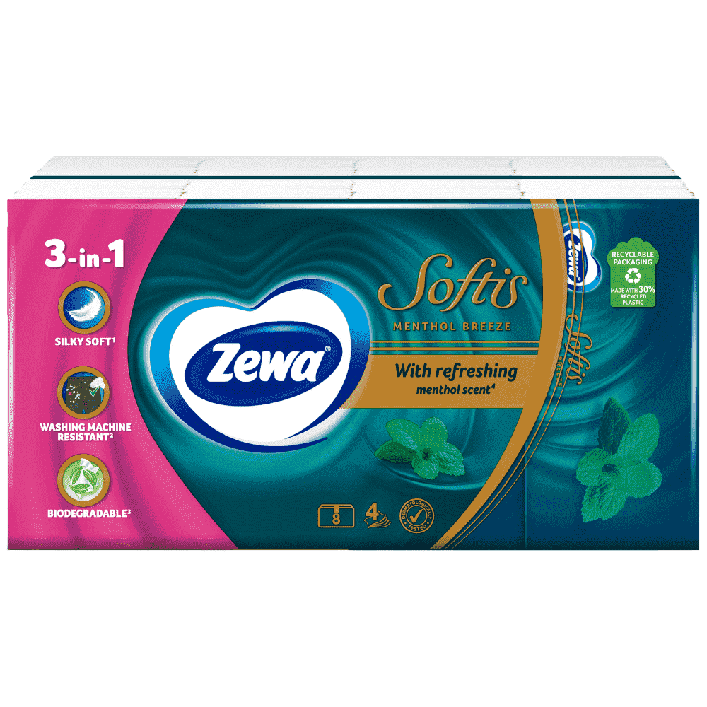 Zewa Soft menthol Χαρτομάντιλα Menthol Breeze 8 Αδα 0,0176gr