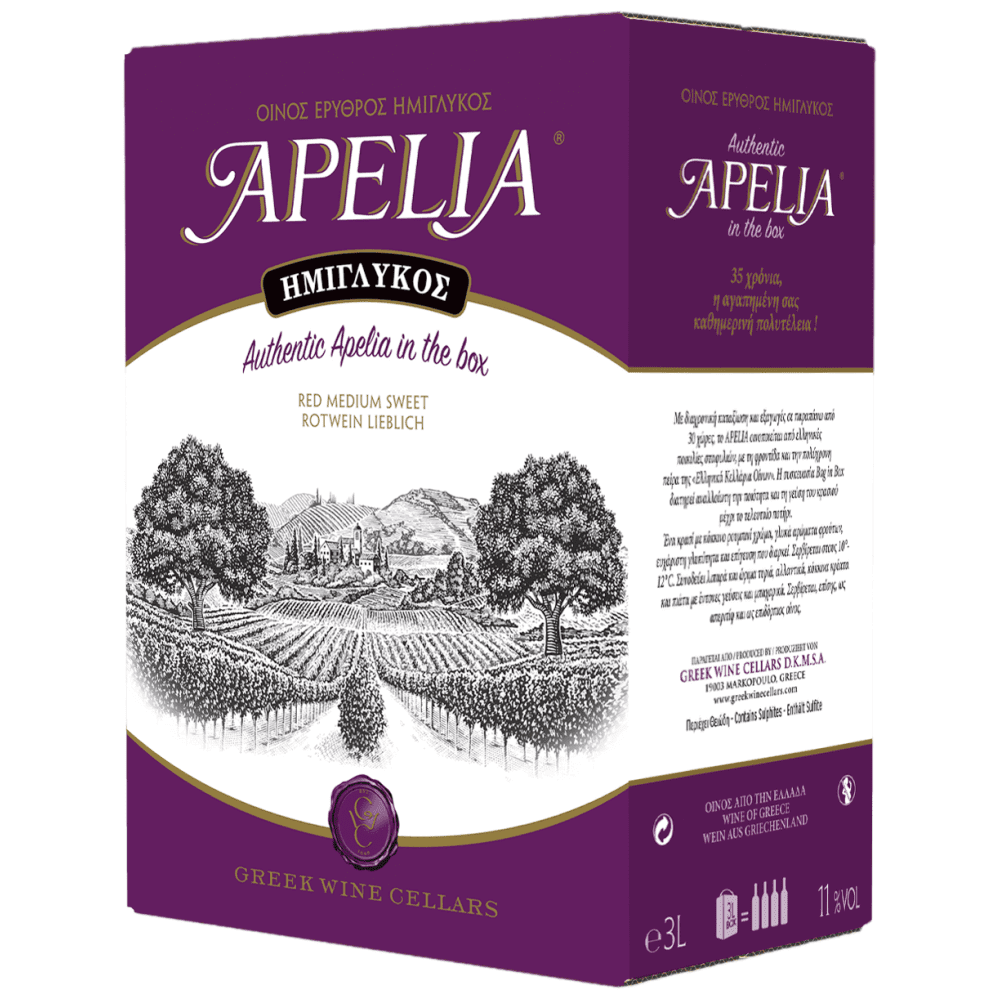 Apelia Ημίγλυκος Ερυθρός Οίνος Σε Ασκό 3 lt