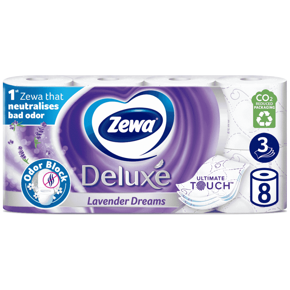 Zewa Deluxe Χαρτί Υγείας Λεβάντα 3φύλλων 8άρι 0,704kg