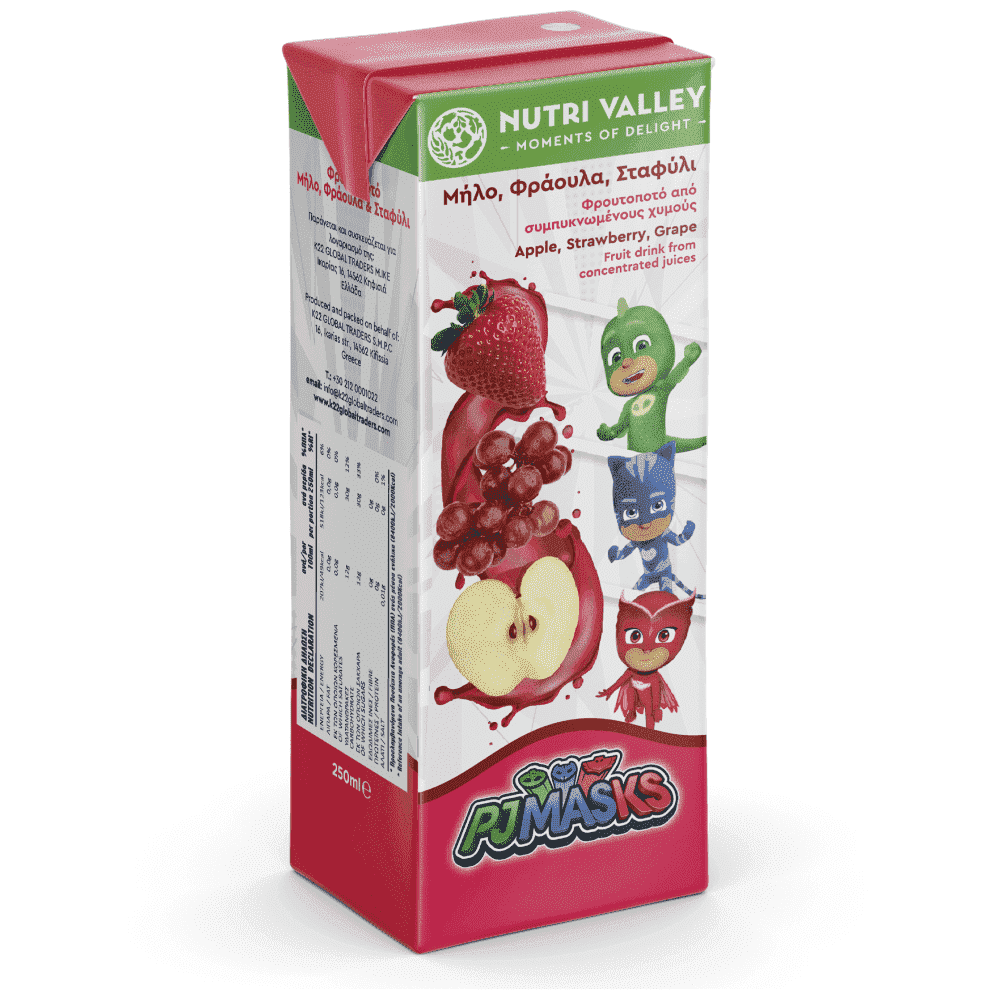 Nutri Valley PJ Masks 3 Φρούτα Μήλο Φράουλα Σταφίλι 250ml