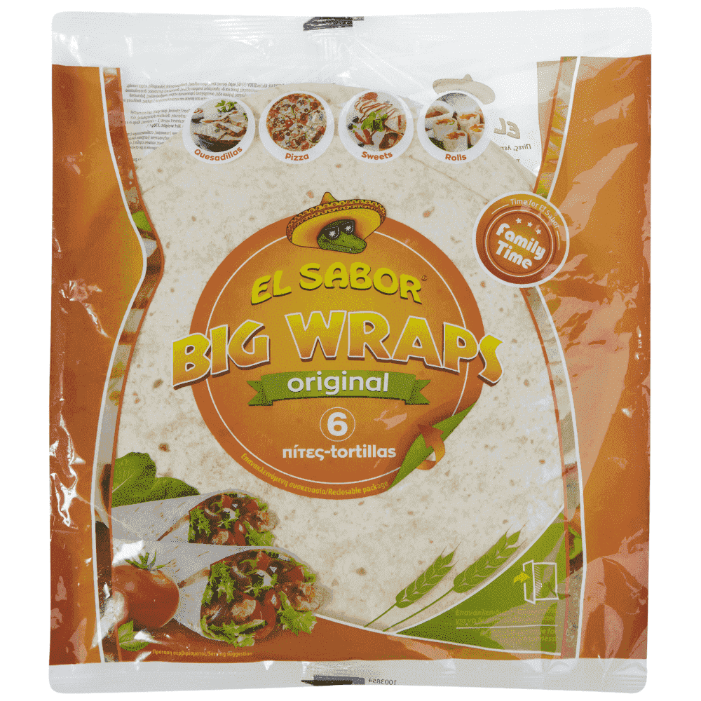 El Sabor Wraps Τορτίγια 25cm 6τεμ 370gr