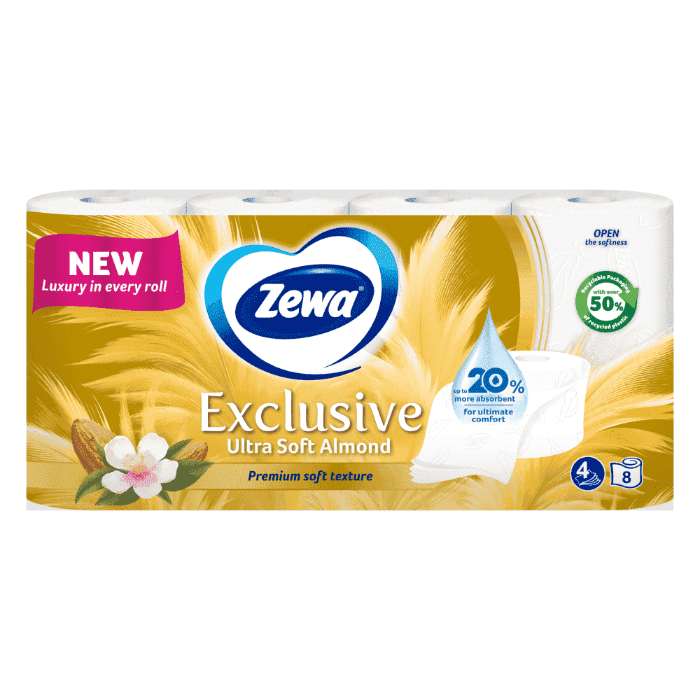 Zewa Exclusive Almond Milk Χαρτί Υγείας 4φύλλων 8άρι 0,760kg