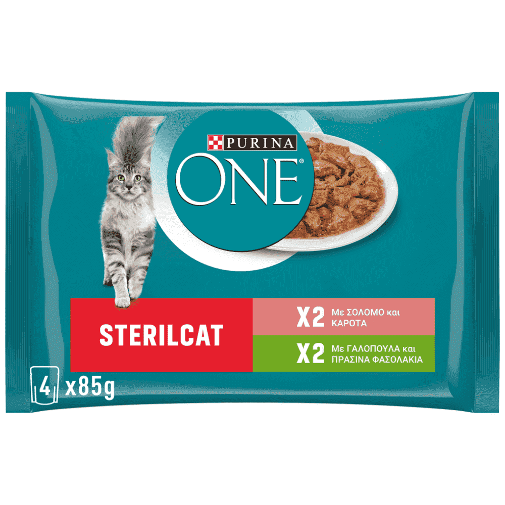 Purina One Τροφή Για Στειρωμένες Γάτες Σολομός Γαλοπούλα 4x85gr