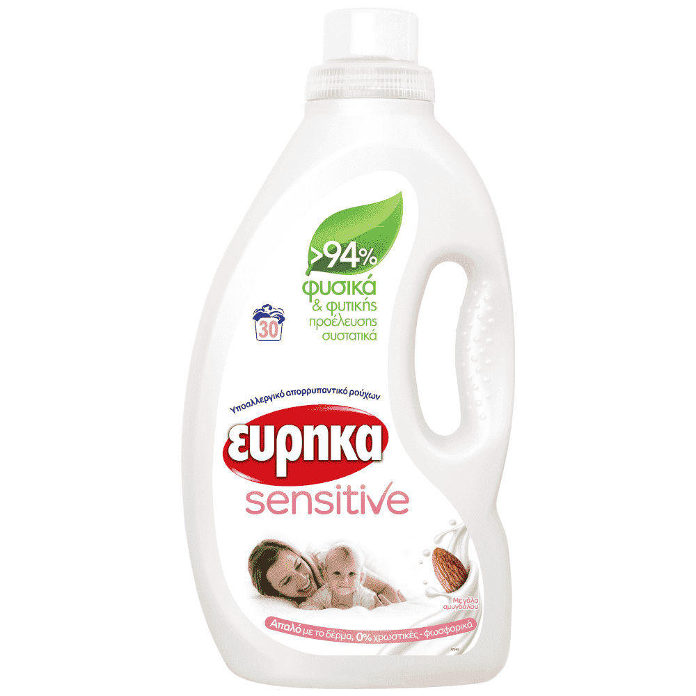 Εύρηκα Υγρό Απορρυπαντικό Ρούχων Sensitive 30Μεζ 1,5lt