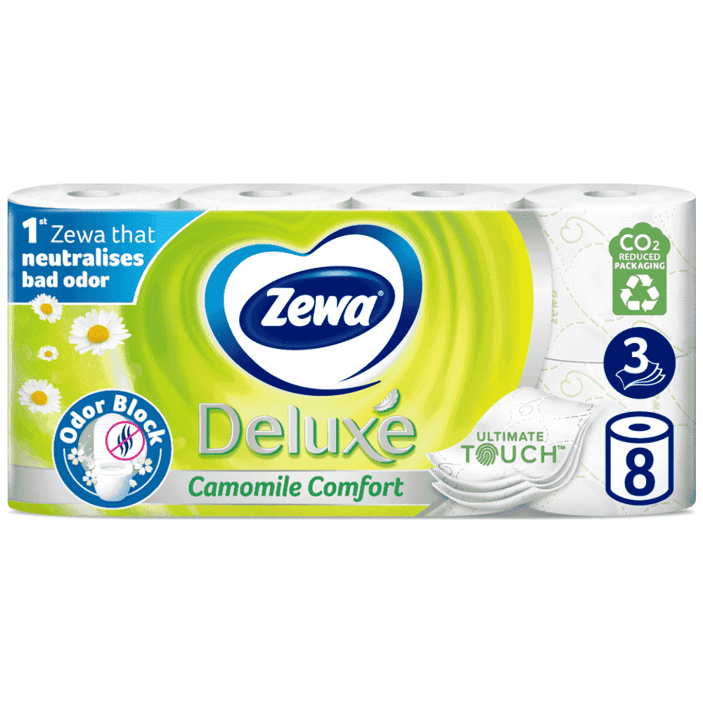 Zewa Deluxe Χαρτί Υγείας Χαμομήλι 3φύλλων 8άρι 0,704kg