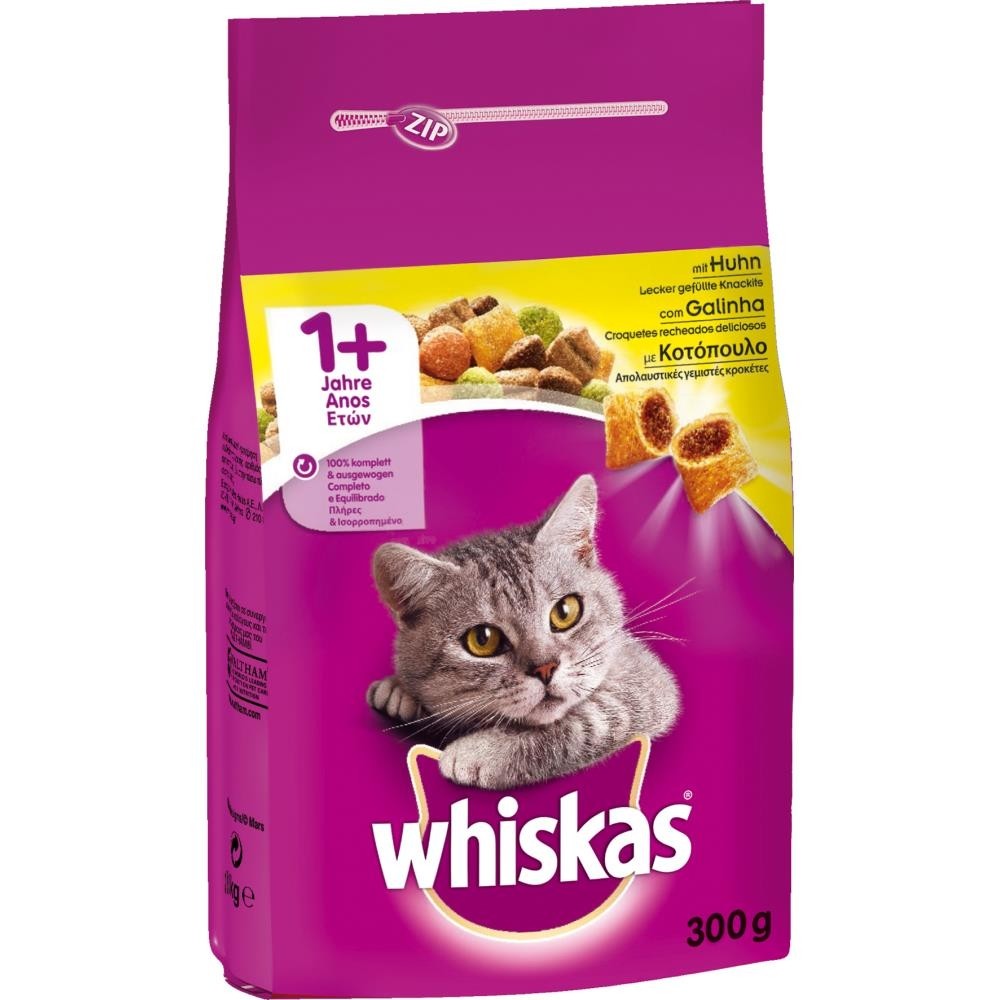 Whiskas Adult Ξηρά Τροφή Γάτας Κοτόπουλο 300gr