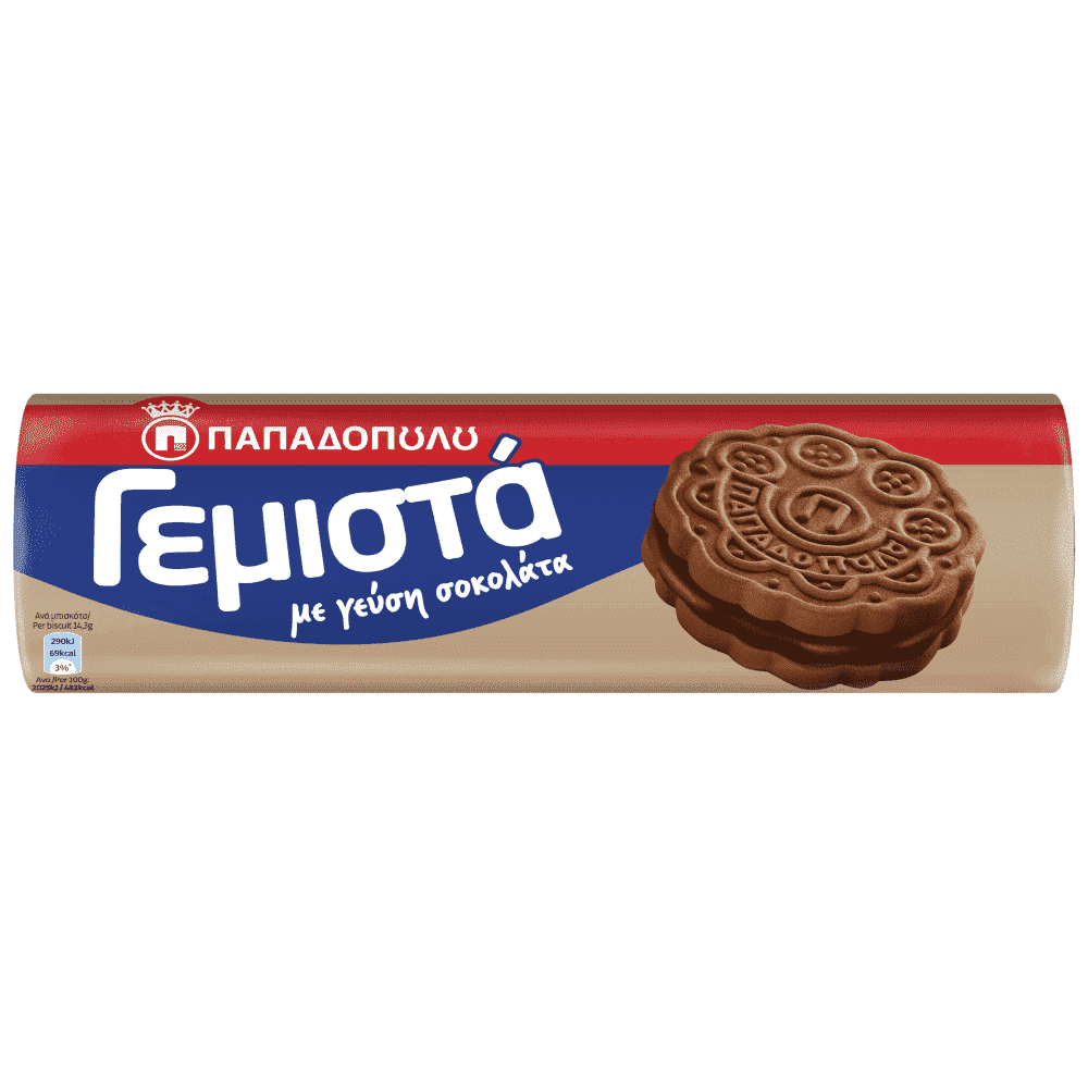 Παπαδοπούλου Μπισκότα Γεμιστά Με Γεύση Σοκολάτα 200gr