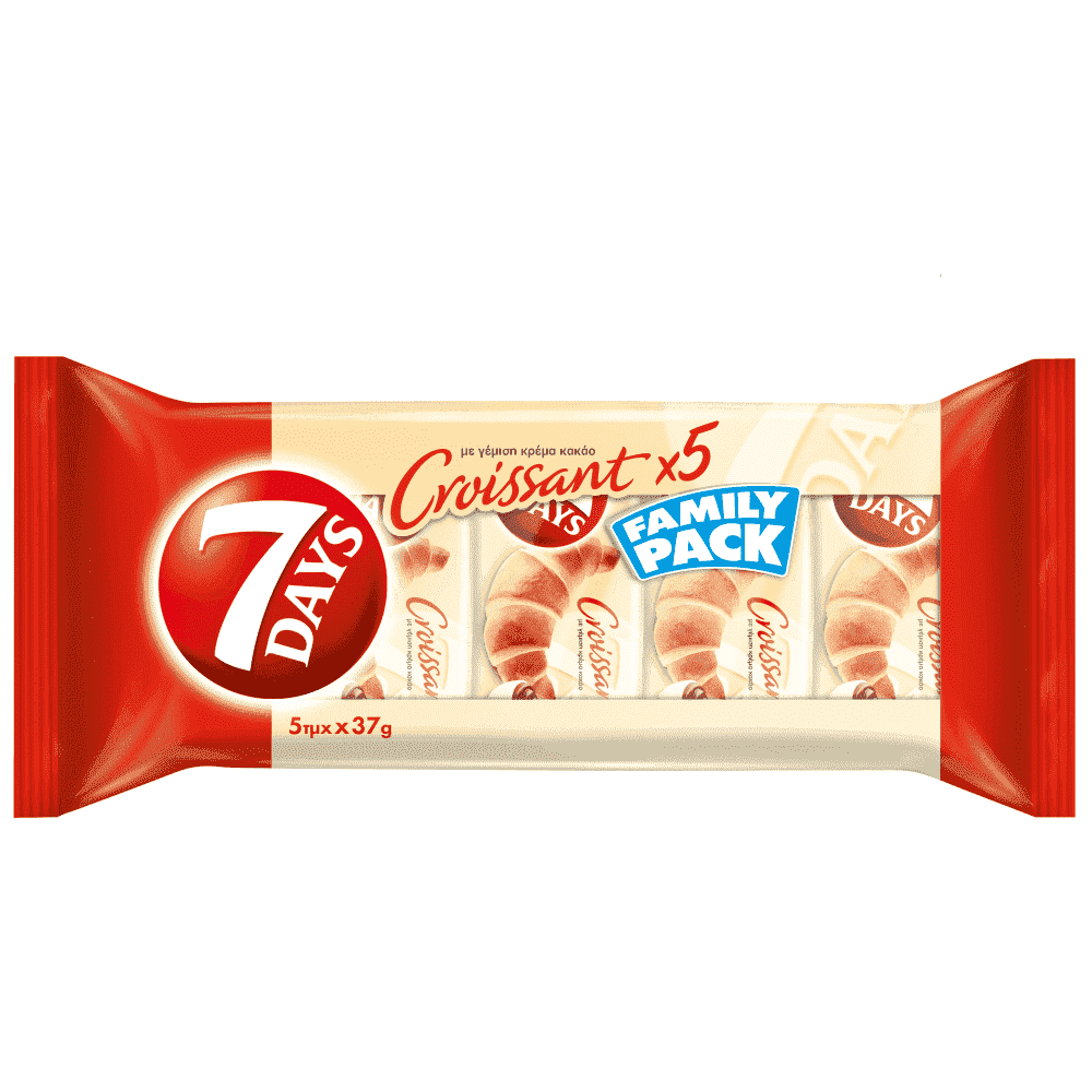 "7" Days Κρουασάν Με Γέμιση Κρέμα Κακάο 5Χ37gr Οικογενειακή Συσκευασία