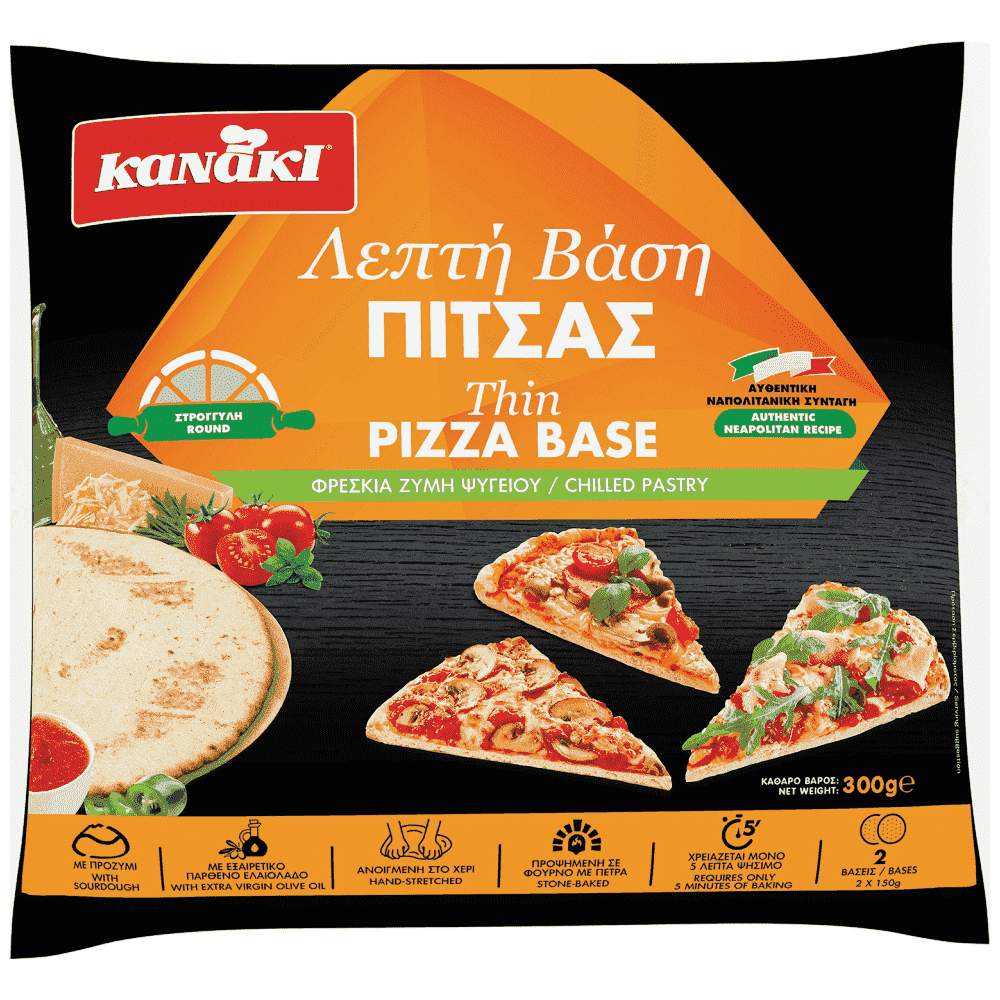 Κανάκι Φρέσκια Λεπτή Βάση Πίτσας 2τεμ 300gr
