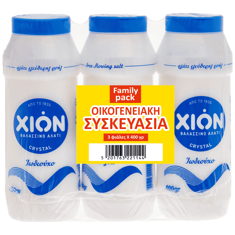 ΧΙΩΝ Αλάτι Πλαστική Φιάλη 3x400gr Family Pack