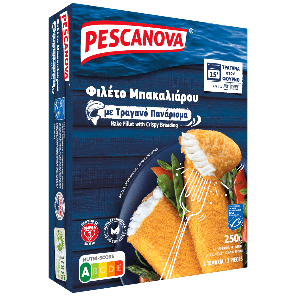 Pescanova Φιλέτο Μπακαλιάρου Με Τραγανό Πανάρισμα Κατεψυγμένο 250gr