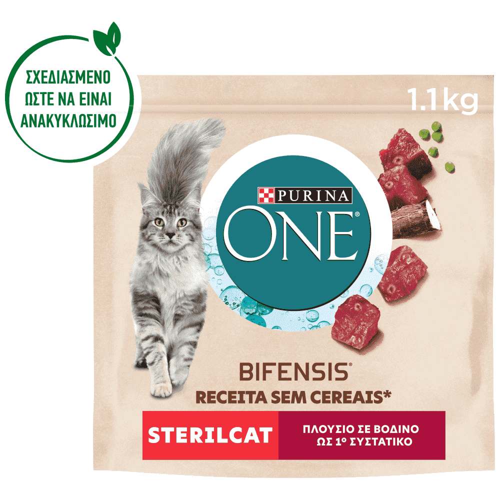 Purina One Τροφή Για Στειρωμένες Γάτες Μοσχάρι Χωρίς Γλουτένη 1,1kg