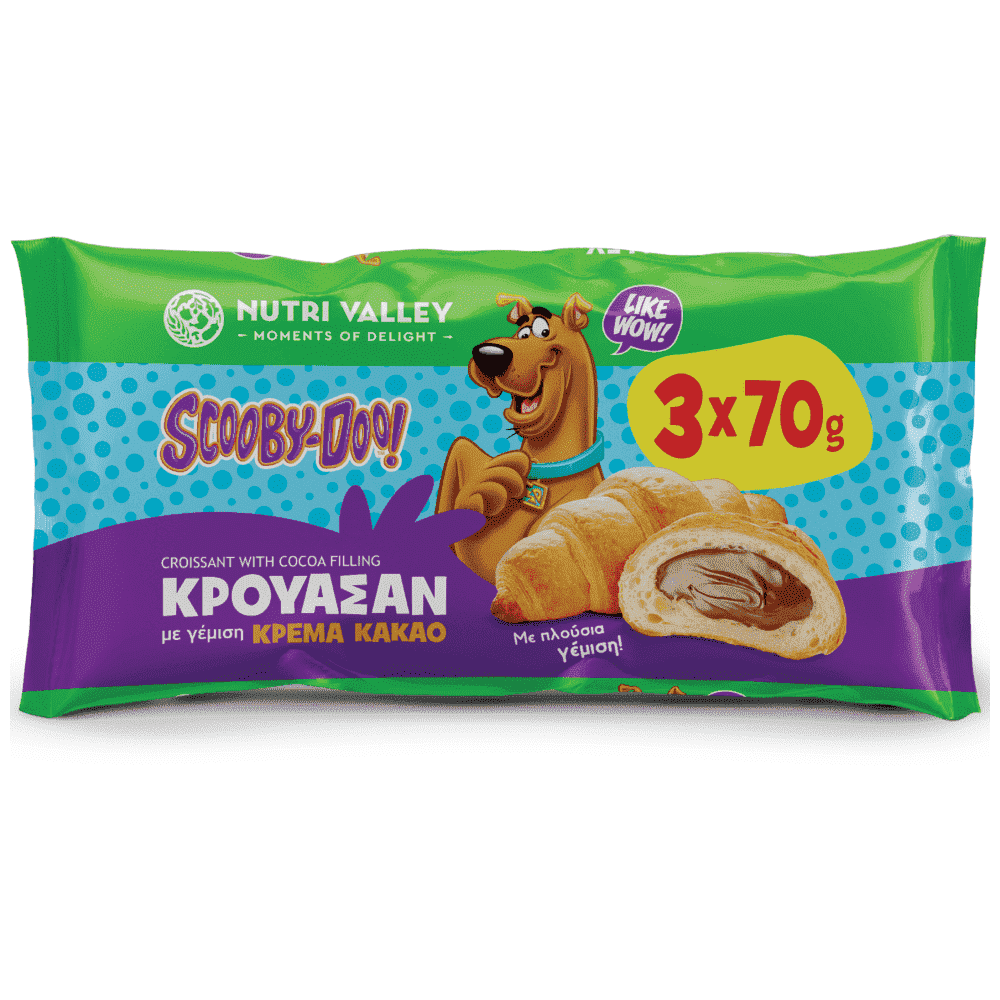 Nutri Valley Kρουασάν Με Γέμιση Scooby Doo Κρέμα Κακάο 3x70gr