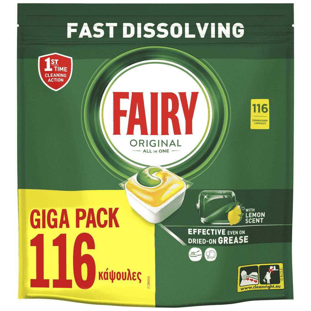 Fairy Ταμπλέτες Πλuντηρίου Πιάτων Λεμόνι Giga 116τεμ