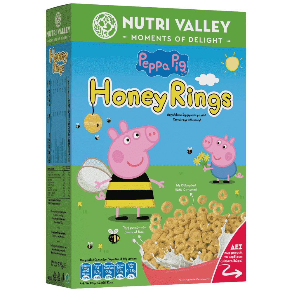Nutri Valley Δημητριακά Peppa Pig Honey Rings 375gr