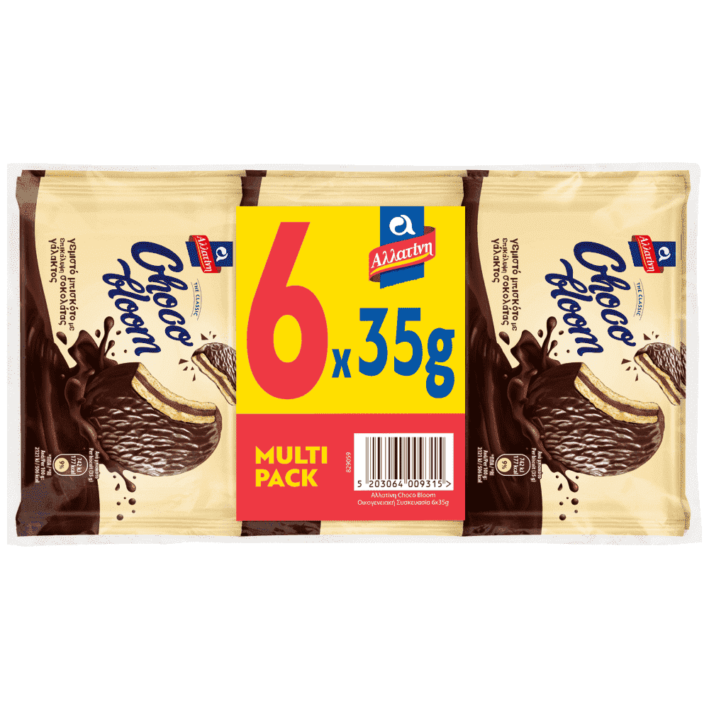 Αλλατίνη Μπισκότα Choco Bloom Οικογενειακή Συσκευασία 6x35gr