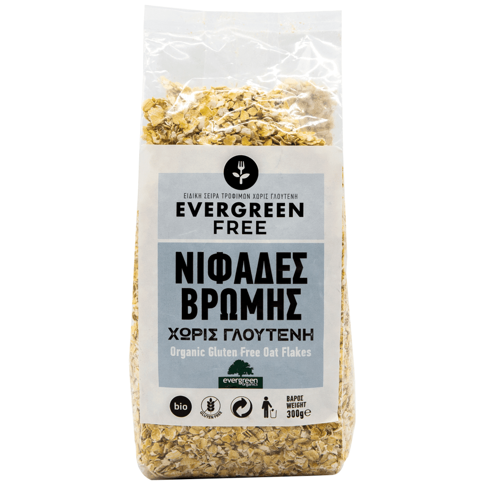Evergreen Eat Free Nιφάδες Βρώμης Ολικής Bio Χωρίς Γλουτένη 300gr