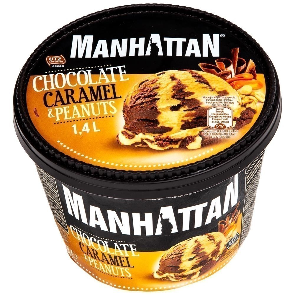 Manhattan Παγωτό Σοκολάτα-Καραμέλα & Φιστίκια 705gr (1400ml)