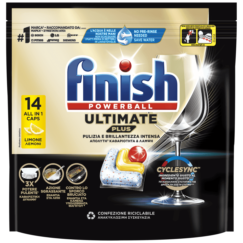 Finish Ultimate Plus Caps Πλυντηρίου Πιάτων Lemon 14τεμ