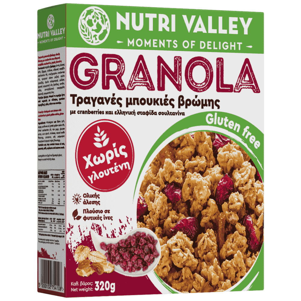 Nutri Valley Granola Cranberries Χωρίς Γλουτένη 320gr
